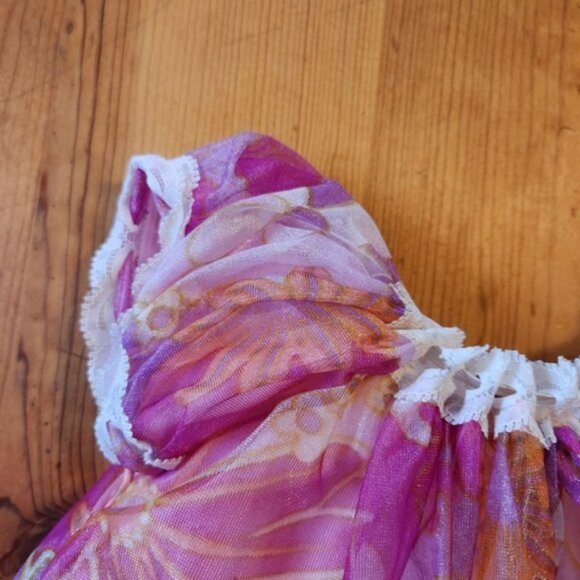 Vintage 60s Pink Chiffon Baby Girl Dress MCM 1960s Handmade Party Formal - Picture 2 of 10